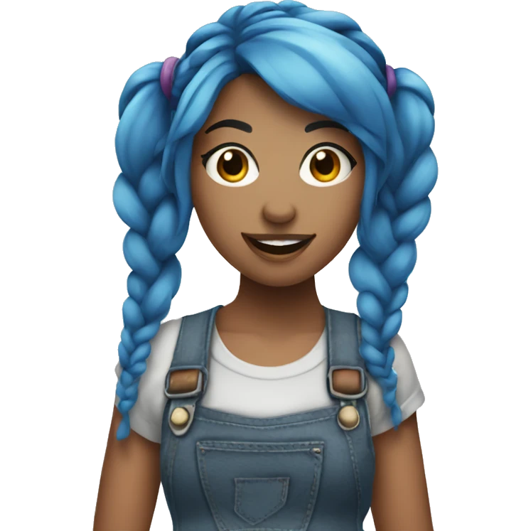A singer girl with blue hair and pigtails emoji