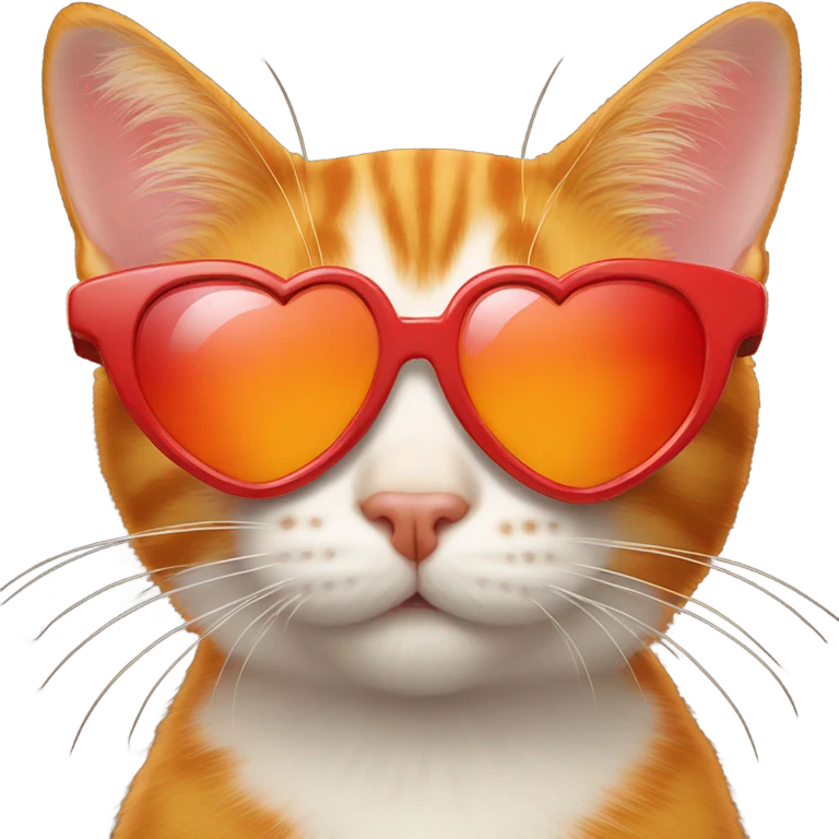 Orange cat with red heart sunglasses on emoji