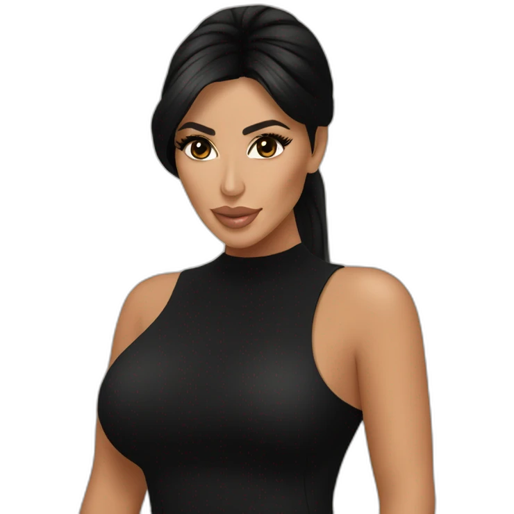 Kim Kardashian with black dress emoji