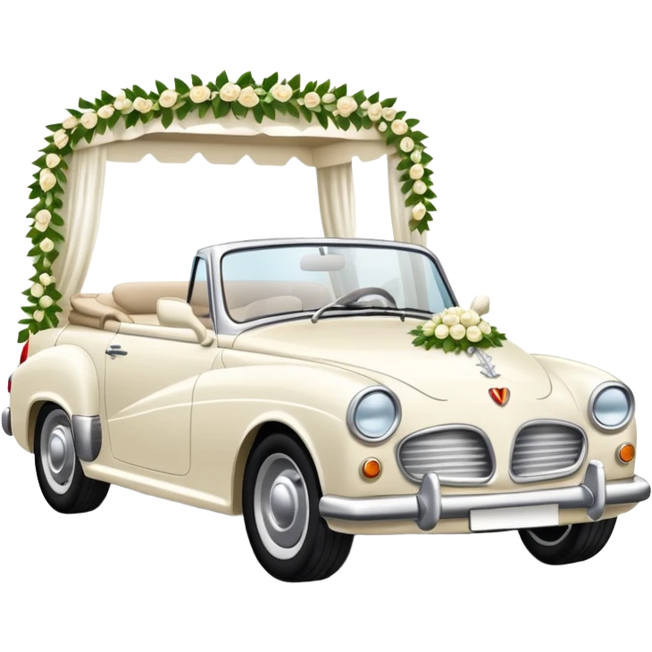 Luxury convertible car with wedding decorations, in profile emoji