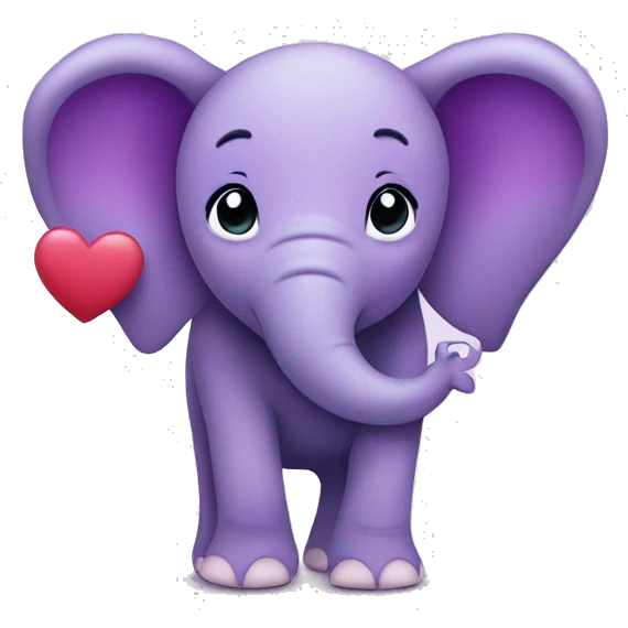 Purple elephant with hearts ￼ emoji