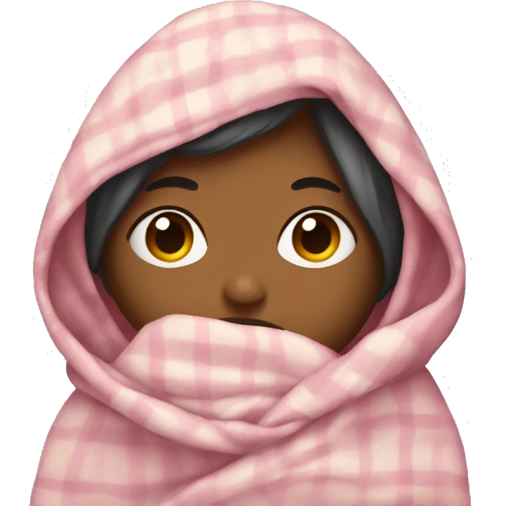 girl wrapped in a blanket with mug emoji