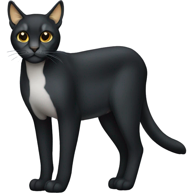 sleek black only lynx cat with golden eyes and fully body emoji