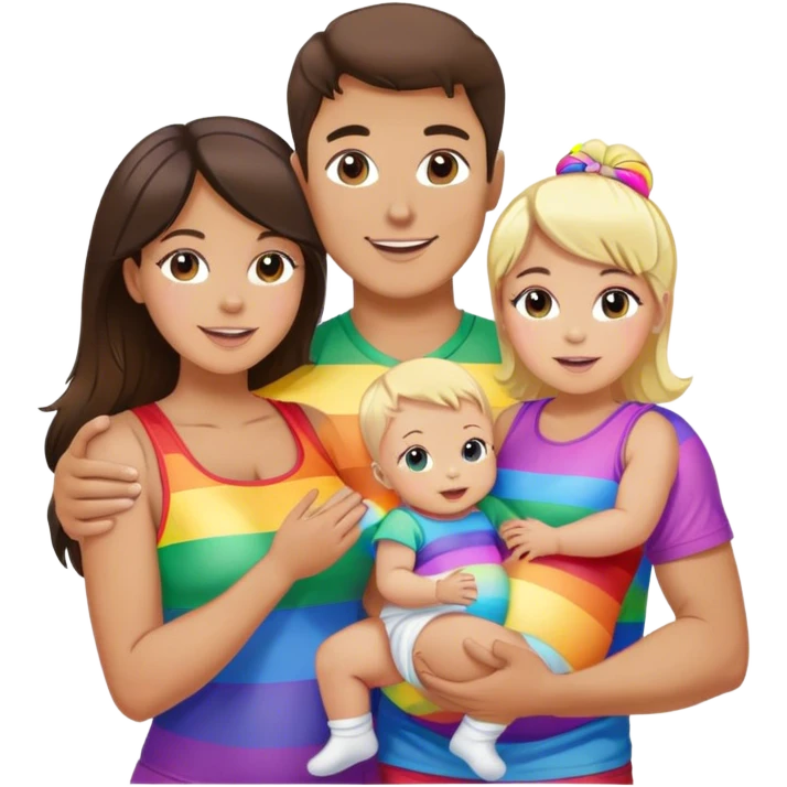 Brunette man and brunette woman with blonde baby girl all gay all rainbow all pride emoji