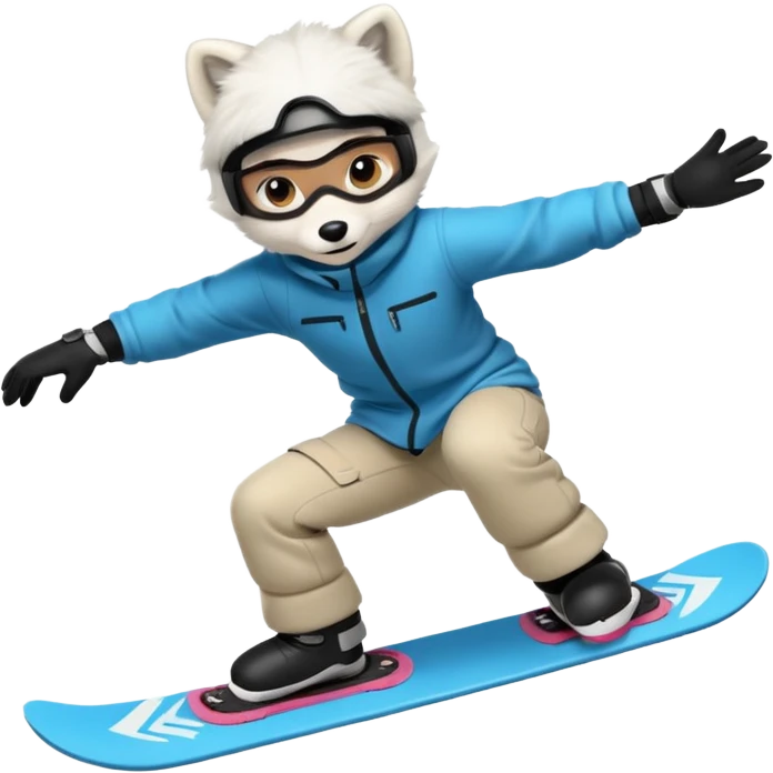 Snowboarder Arctic Fox emoji