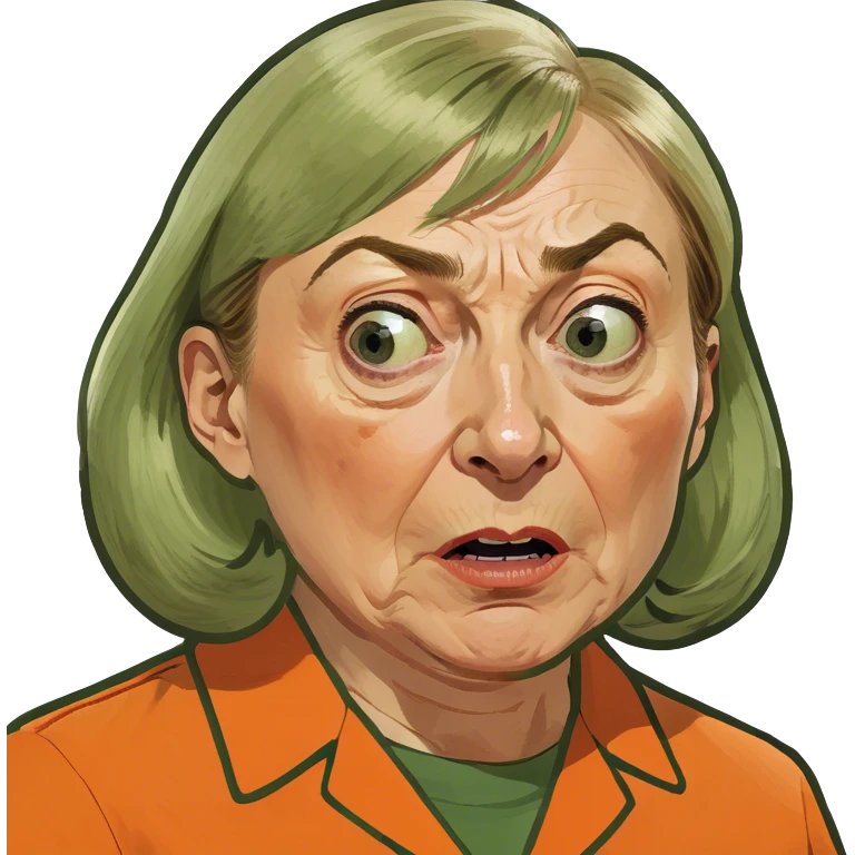 Maine Governor Janet Mills Behind Bars In an Orange Jumpsuit make her more realistic and scared without the mask emoji