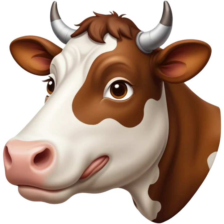 cinematic-noble-brown-and-white-cow-portrait-emoji,-poised-and-regal,-with-a-large,-sturdy-build-and-a-beautifully-patterned-hide-of-rich-brown-accented-by-crisp-white-patches,-deep-set-soulful-brown-eyes,-simplified-yet-sharp-and-sophisticated emoji