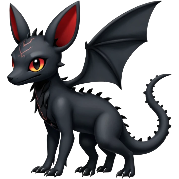 Gothic Edgy Badass Gloomy Cute Dark Salandit-Umbreon-Fakémon-hybrid-creature (full body)  emoji