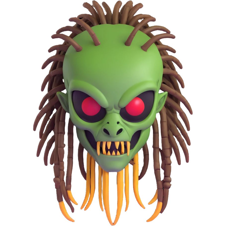Predator alien with mandibles and dreadlocks emoji