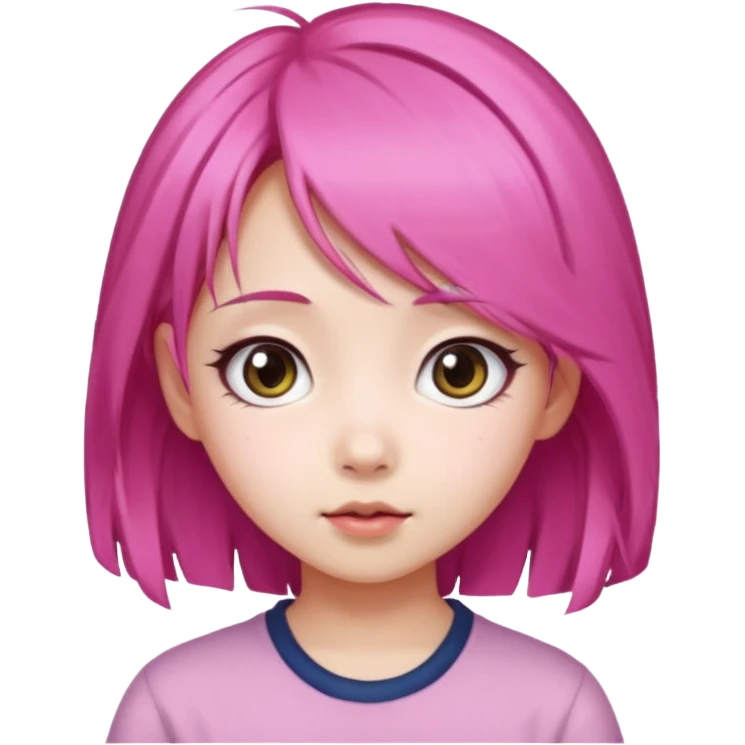 emoji An Asian girl with  pink hair, big eyes,sweet
 emoji
