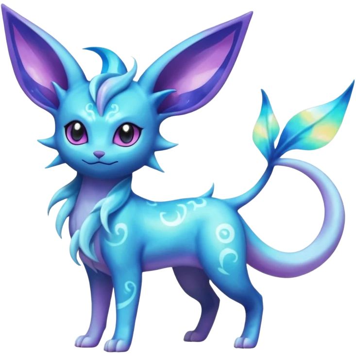 Shiny Nebulae Espeon-Lumineon-Vaporeon-Amaura-Glaceon-Dragonair-Fakémon-hybrid-creature (full body)  emoji