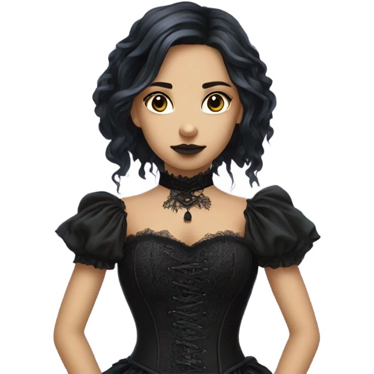 girl in gothic attire with a raven on her shoulder emoji