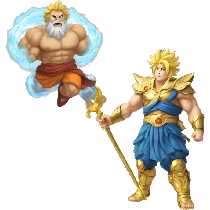 Zeus and Goku on the Nimbus emoji