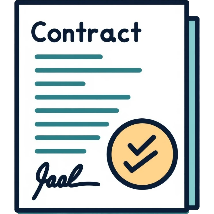 financial document contract with signature line and money symbol emoji