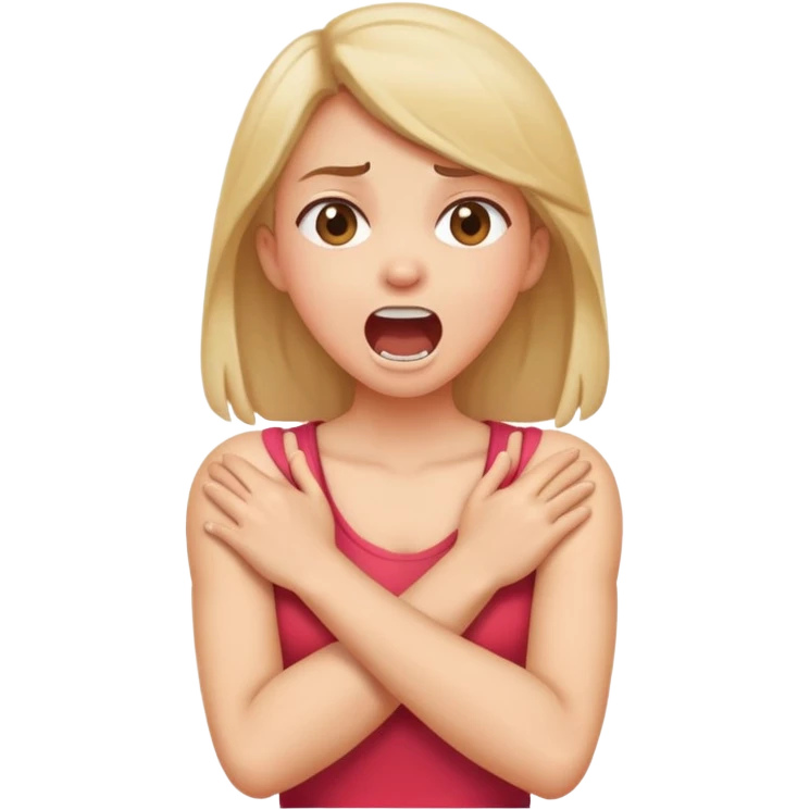  Arms crossed holding neck screaming girl emoji