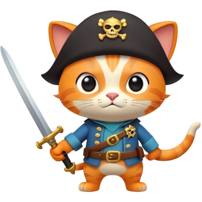 Kwazii from Octonauts, adventurous orange cat pirate holding a sword emoji