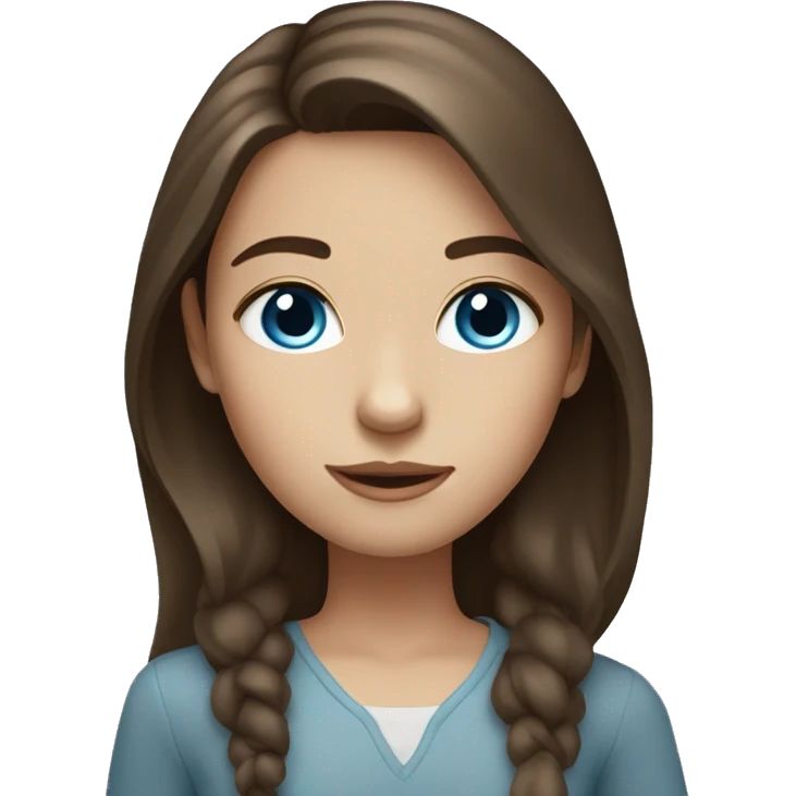 Girl with blue eyes and medium length brown hair emoji
