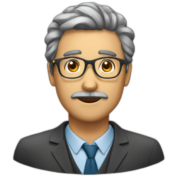 profesor con lentes y cabello largo emoji