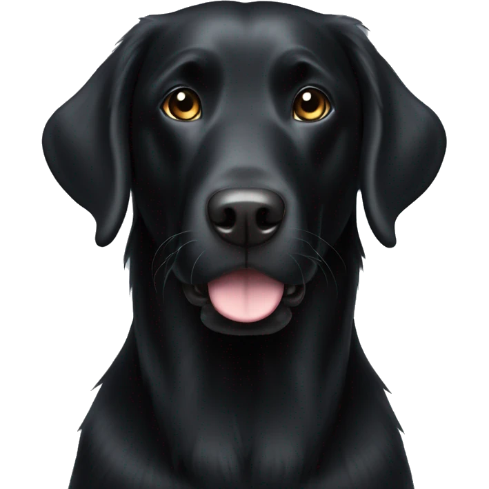 long hairs Black Labrador with white neck emoji