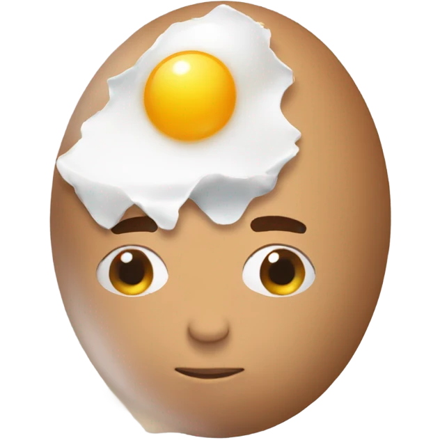 Guy hatching from egg with shell piece left on head emoji