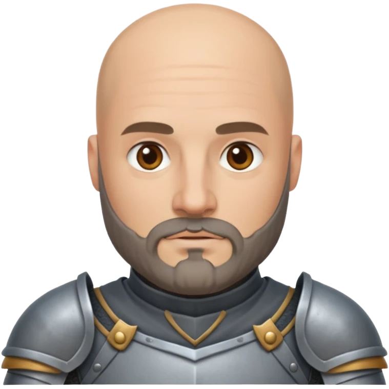 bald knight with beard, grey armor emoji