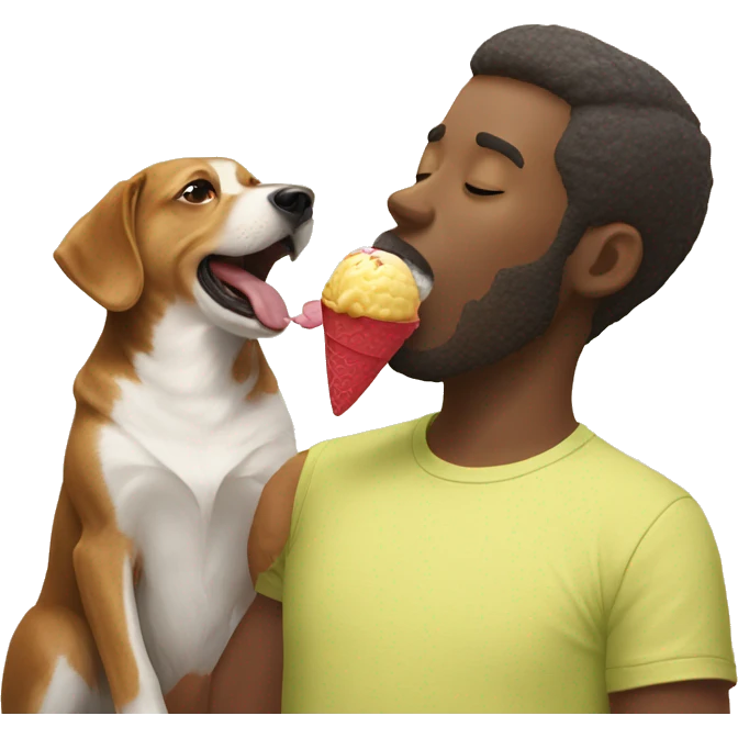 person licking icecream with his dog emoji