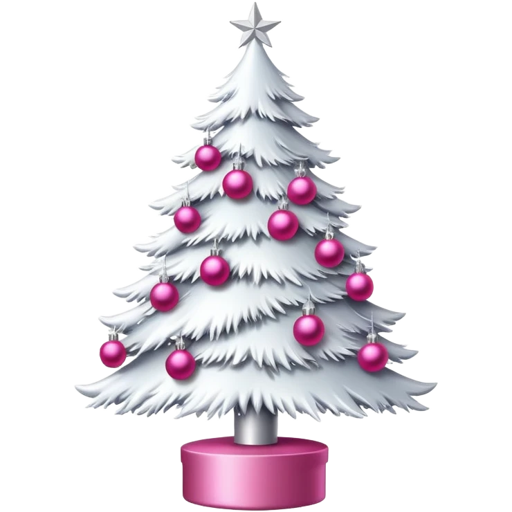 white Christmas tree with pink ornaments emoji