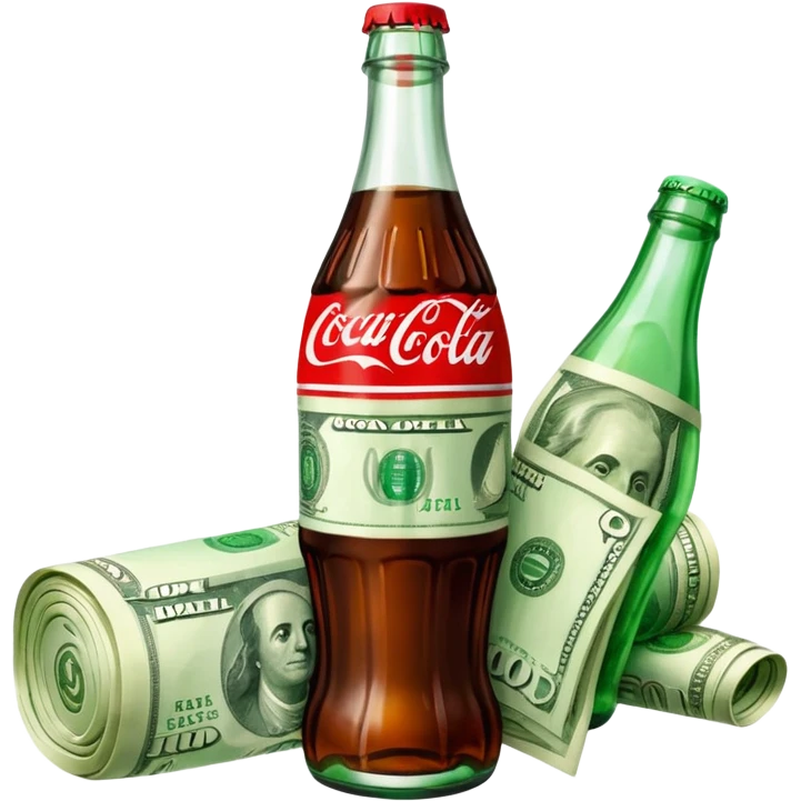 Coca Cola bottle with money emoji
