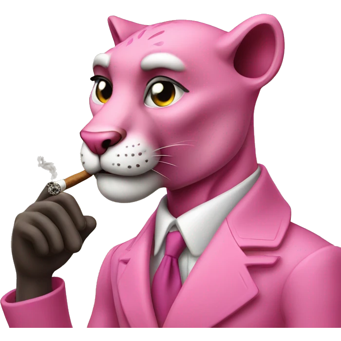 Pink panther smoking a cigar emoji