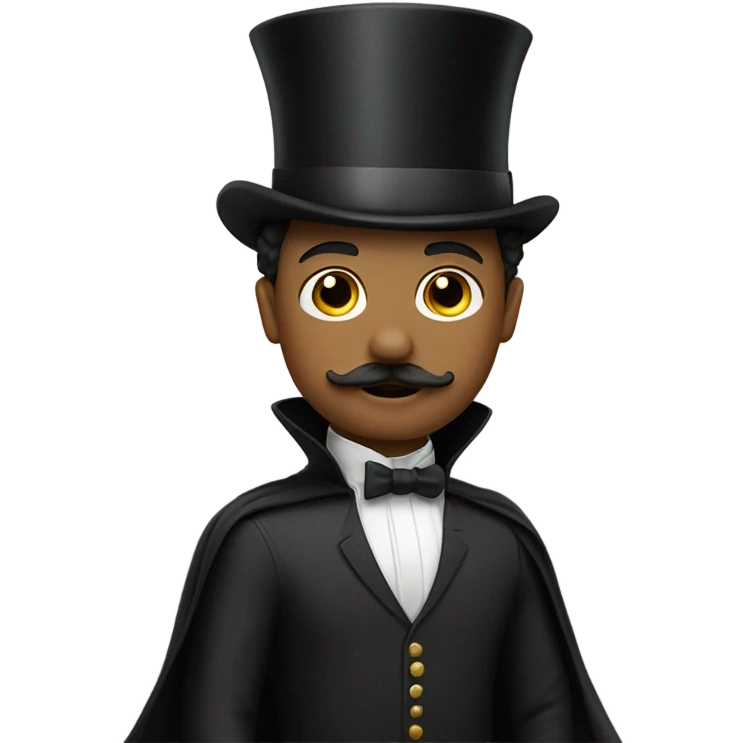 Boy with mustache wearing top hat and cape emoji
