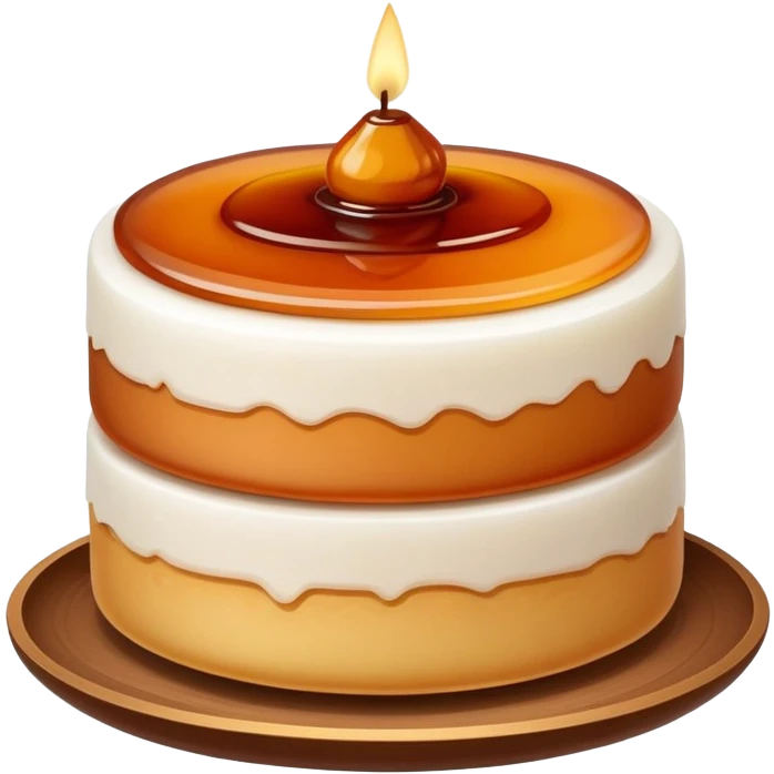 Nian Gao sticky rice cake with brown caramelized color, simplified emoji style with bold outlines and bright colors, cartoon style New Year sweet emoji