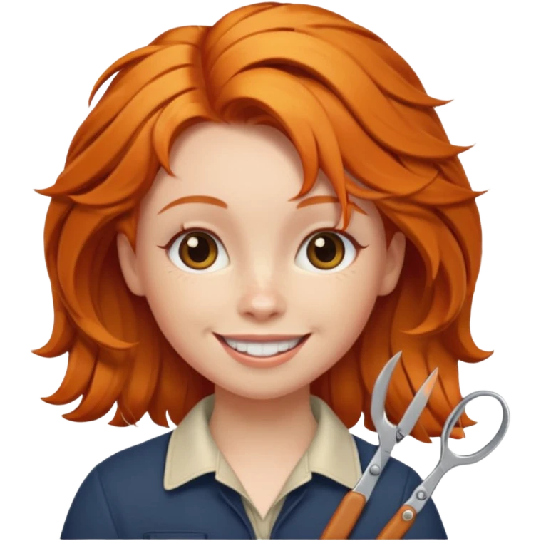 ginger girl whit a scissours in te hair emoji