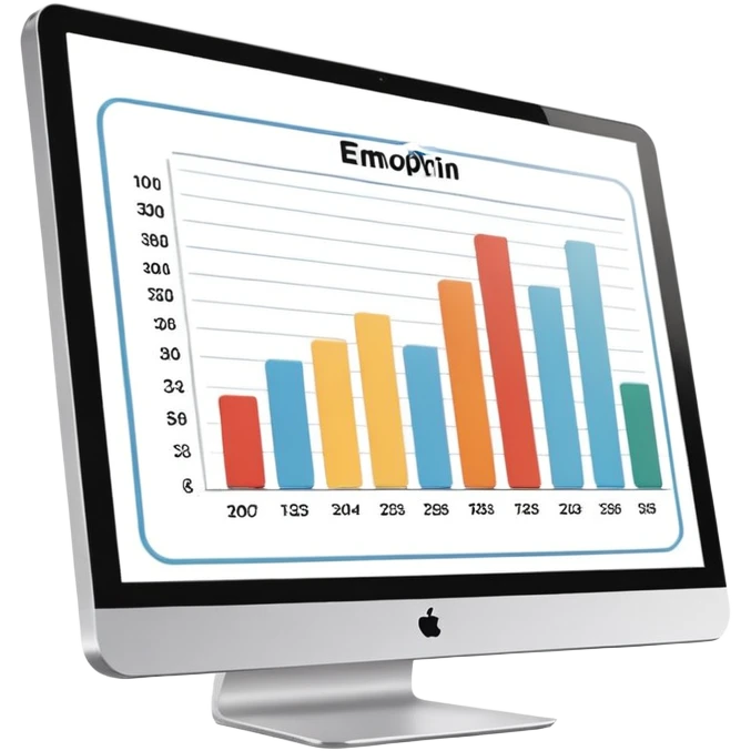 computer screen displaying a single presentation slide with a title line and a chart  emoji