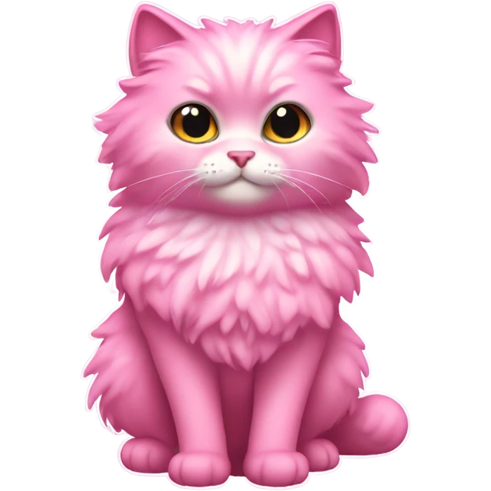 Pink full body fluffy cat with glitter female emoji
