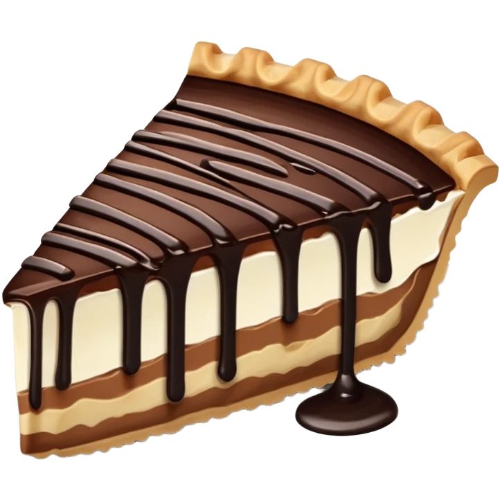 piece of pie drizzled in chocolate emoji