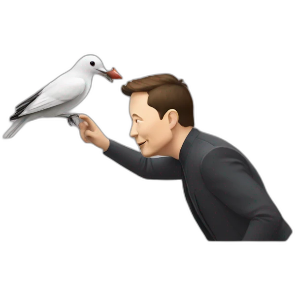 elon musk catching bird with X logo emoji