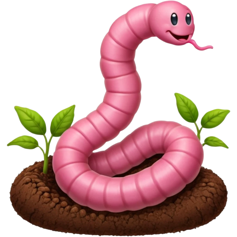 Pink worm smiling in soil emoji
