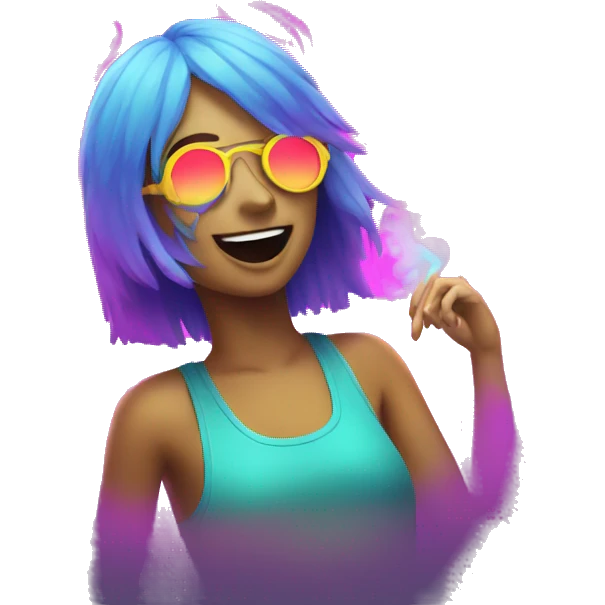 Rave party dancing neon smoking emoji