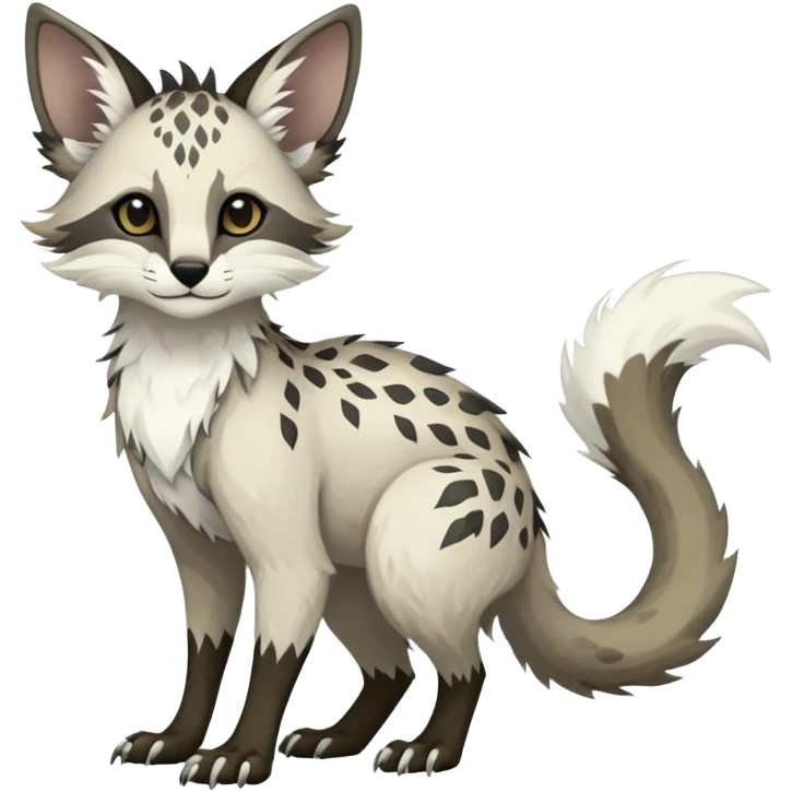 Feral Rare Fantasy Vernid-Trico-species by LiLaiRa, random markings, tufted tail, tufted ears, full body emoji