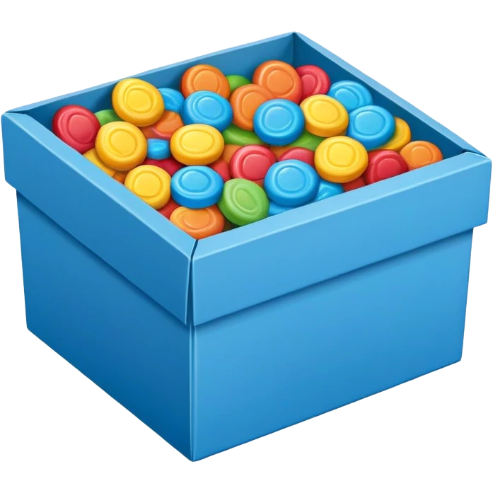 blue rectangular cardboard box with candies emoji
