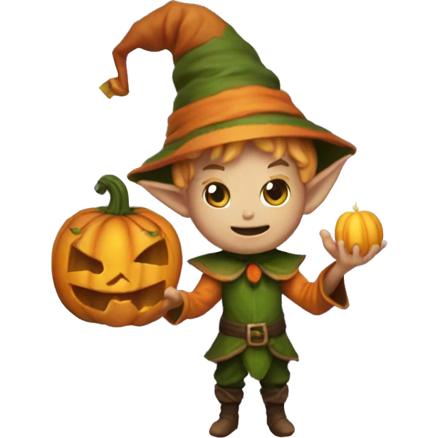 pumkin elf male casting a spell emoji