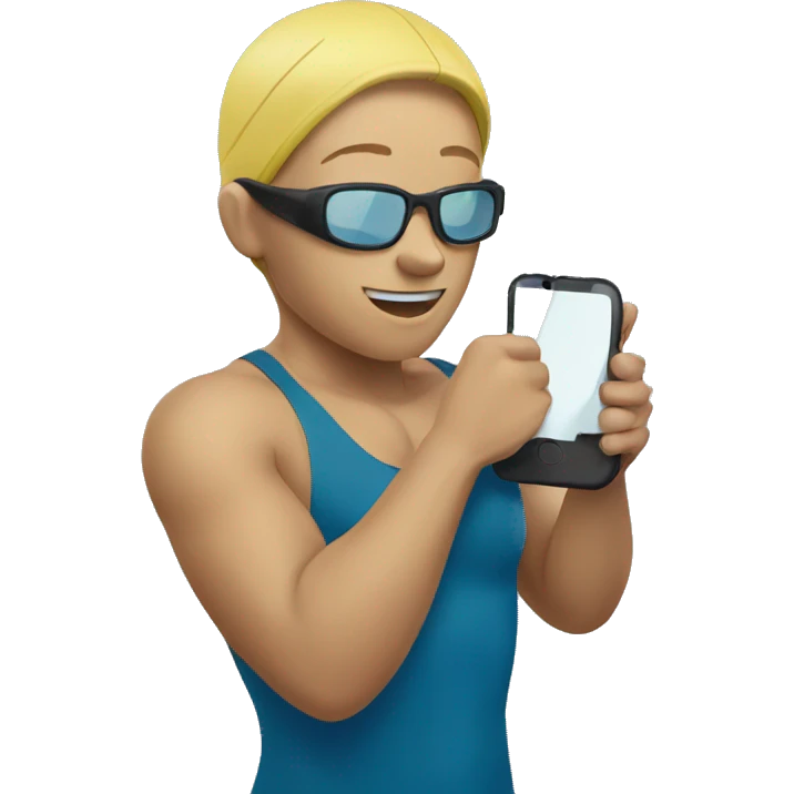 A swimmer using a phone emoji