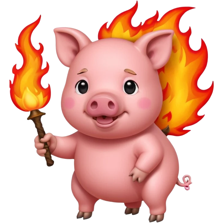 pig holding fire emoji