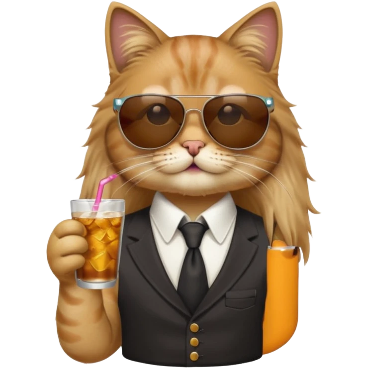 cat long  in drink holders with sunglasses dikkine dress emoji
