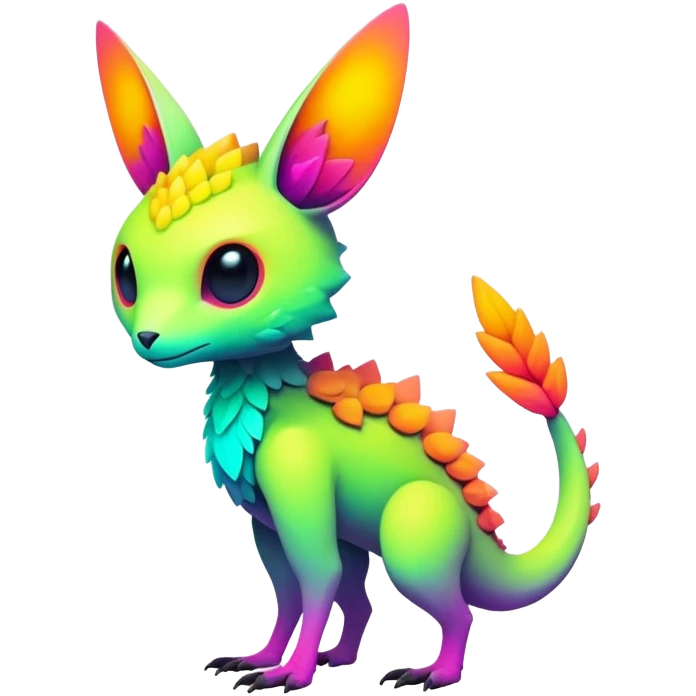 futuristic lush warm-colored neon-colored Fakémon-Trico-creature (full body) emoji
