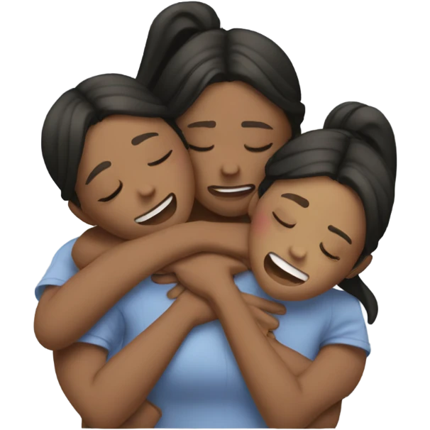 Four girls hugging each other and crying emoji