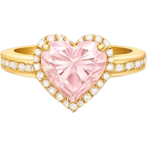 Gold engagement ring with light pink heart diamond  emoji