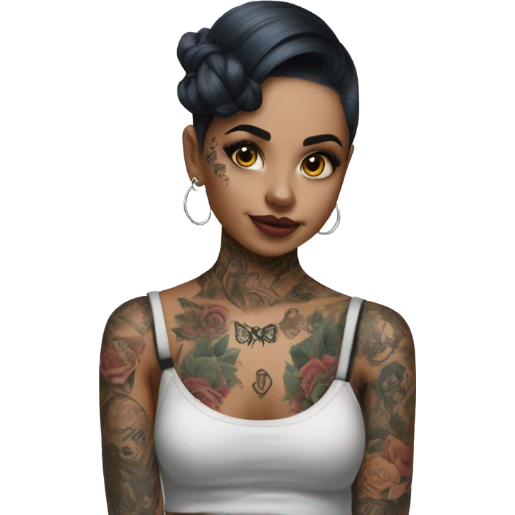 Girl taking tattooed photo with cilios emoji