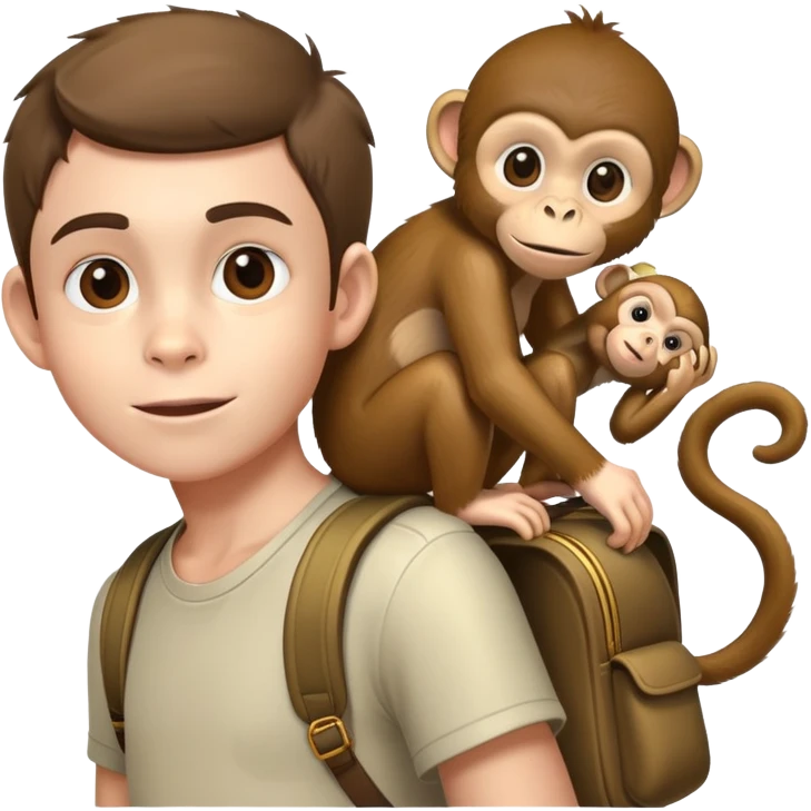 Boy with monkey on back emoji
