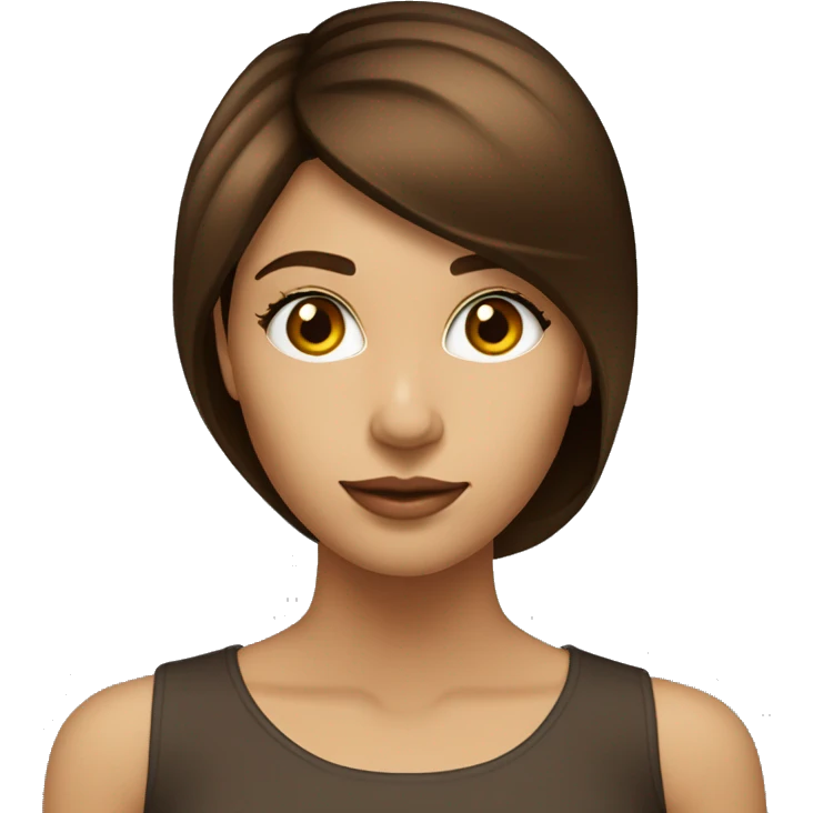 Femme cheveux brun foncé long lisse yeux marrons  emoji